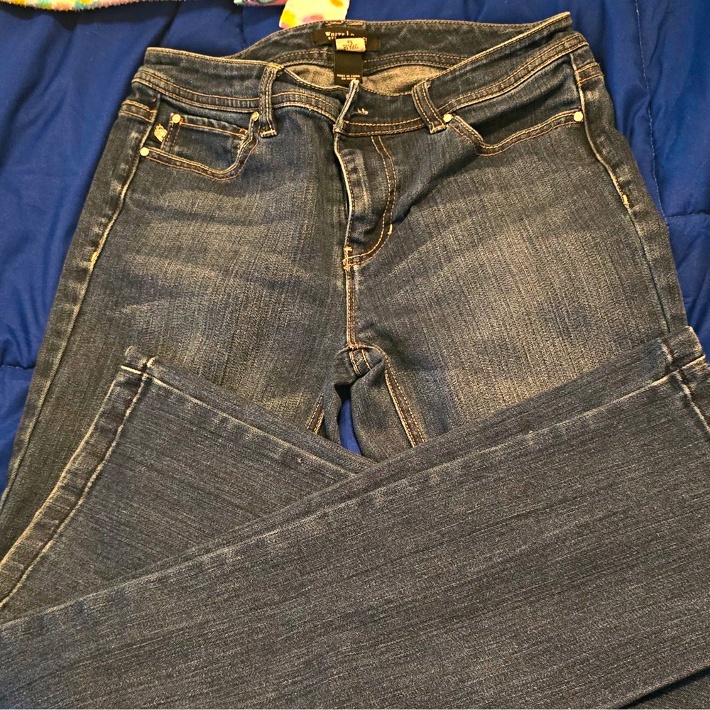 White House Black Market Women's Bootcut Dark Wash Stretch Mid Rise Jeans 4